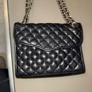Rebecca Minkoff Black Leather Shoulder Bag with Printed Lining